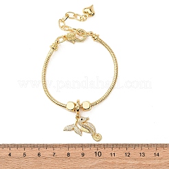 Seepferdchen-Armbänder aus Messing mit Mikropavé-Fassung aus klaren Zirkonia&nbsp;BJEW-H640-05B-G