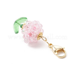 Фрукты в горшках из искусственной императорской яшмы и стеклянных бусин подвесные украшения&nbsp;HJEW-MZ00308-03