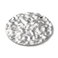 304ステンレスペンダント  テクスチャ  フラットラウンドのチャーム  ステンレス鋼色  35x37x1.5mm  穴：1.8mm&nbsp;STAS-S152-04P-C