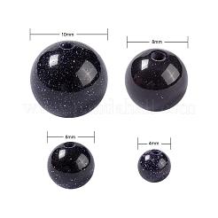 340шт 4 размера синтетические синие бусины из золотистого камня G-LS0001-14