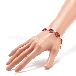 Bracciale con semi di vetro e agata naturale con chiusura magnetica in ottone&nbsp;BJEW-JB07803-01