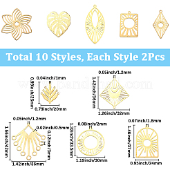 20 шт. 10 стиля латунных филигранных соединительных звеньев и подвесок&nbsp;KK-SC0006-82