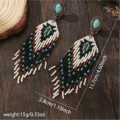 Boho-Ohrstecker mit Quasten aus Glasperlen&nbsp;EB9542-2