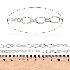 304ステンレススチールテクスチャーオーバルリンクチェーン  ハンダ付け  スプールで  ステンレス鋼色  7.5x5x0.8mm&nbsp;CHS-P028-11P