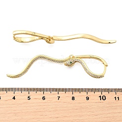 Серьги-кольца в форме змеи из латуни с прозрачным кубическим цирконием EJEW-C147-07G