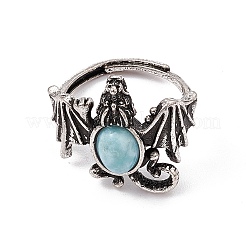 Регулируемые кольца с натуральным драгоценным камнем динозавра RJEW-G273-01AS