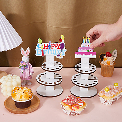 2 шт. Деревянная 2-ярусная подставка для кексов 3 стилей&nbsp;DIY-DC0003-99