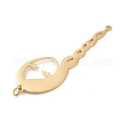 イオンプレーティング（IP）304ステンレススチールビッグペンダント  丸カン付き  女の子  14KGP本金メッキ  53x17x1mm  穴：3mm&nbsp;STAS-G295-26G