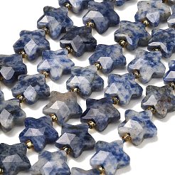 Fili di perline naturali a pois blu&nbsp;G-P573-C45-01