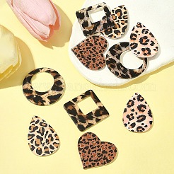 10 шт. 5 стиля подвески из непрозрачного акрила с леопардовым узором&nbsp;SACR-FS0001-33