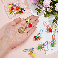 10 шт. 5 стиля фруктовых подвесных украшений из смолы и акрила&nbsp;HJEW-FH00099