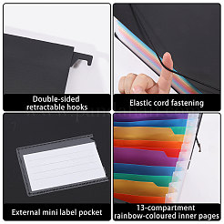 長方形 13コンパートメント PPプラスチック製ハンギングファイルフォルダー  ブラック  333x269x18.5mm&nbsp;OFST-WH0004-147