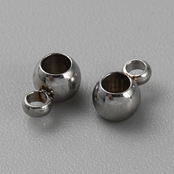 304ステンレス鋼チューブベイル  ループベイル  ロンデル  ステンレス鋼色  6x4x3mm  穴：1.6mm  内径：2mm&nbsp;STAS-WH0033-46A-P
