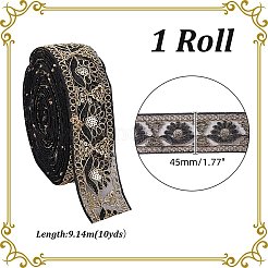 10 ярд ленты из органзы с цветочной вышивкой и пайетками SRIB-WH0011-202A