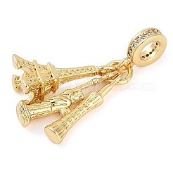 Реечное покрытие латунь микро паве кубический цирконий европейские подвески с подвесками KK-P287-21G