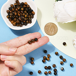 100 шт. круглые бусины из натурального тигрового глаза&nbsp;G-SP0001-21B