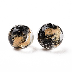 Бусины ручной работы золотой фольги стекла LAMP-C004-03E