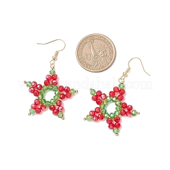 Гальванизированные стеклянные бусины звезды серьги-подвески&nbsp;EJEW-TA00667