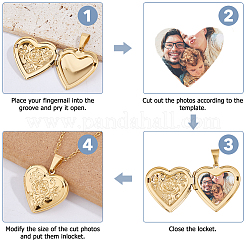 Collane con ciondolo a forma di cuore in acciaio inossidabile 304 per foto&nbsp;NJEW-WH0020-97D