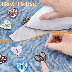 7 шт. 7-х цветные тканевые пуговицы в форме сердца&nbsp;DIY-WH0622-411