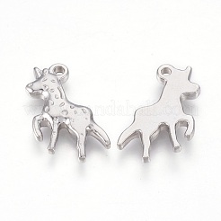 変色しにくい201ステンレススチールペンダント  ユニコーン  ステンレス鋼色  22.5x17x3mm  穴：1.8mm&nbsp;STAS-O118-33P