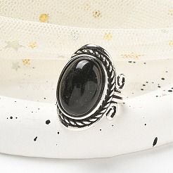 Anneaux ajustables en obsidienne naturelle&nbsp;RJEW-I108-01AS-17