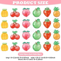 60 шт. 6 стиля фруктовых прозрачных и непрозрачных кабошонов из декаден-полимерной смолы&nbsp;CRES-YW0002-68