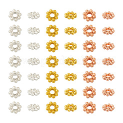 300 шт. 3-цветные бусины-разделители в виде маргариток из сплава&nbsp;PALLOY-CD0001-11