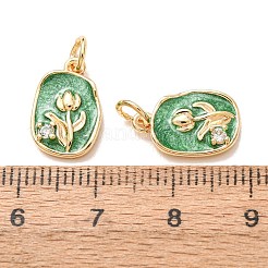 Micro pavé de zircone cubique transparent en laiton avec pendentifs en émail&nbsp;CU-K002-52G-B