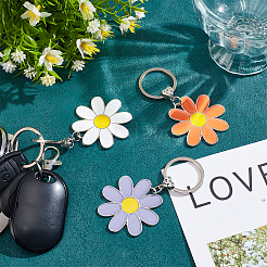 6 шт. 3-цветный эмалированный брелок-подвеска в виде ромашки KEYC-HY0001-18