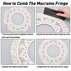 2 комплект из 2-х видов хлопковых настенных мини-зеркал с бахромой в технике макраме&nbsp;HJEW-PH0001-39