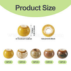 50 pièces de perles en porcelaine faites à la main de 5 couleurs&nbsp;PORC-TADJ0001-06B