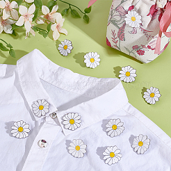 12 шт. эмалевые булавки с белой маргариткой&nbsp;JEWB-PH0001-49A