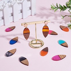 16 pièces 8 styles pendentifs en résine transparente et bois de noyer&nbsp;RESI-SZ0001-84