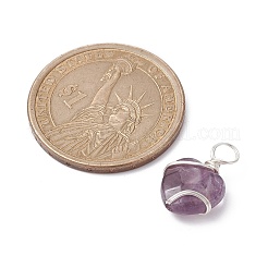 Подвески в форме сердца из медной проволоки из натурального смешанного камня PALLOY-JF02385