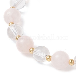 Браслеты из круглых бусин из натурального кварца и розового кварца BJEW-JB11935-02