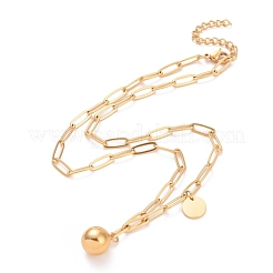 Ожерелье из нержавеющей стали 304 с круглыми и плоскими круглыми подвесками для женщин&nbsp;NJEW-G018-12G