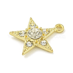 亜鉛合金クリスタルラインストーンペンダント  ゴールドカラー  スター  19x17.5x5mm  穴：1.6mm&nbsp;PALLOY-F310-05G-01