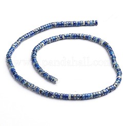 染色された天然インペリアルジャスパービーズ連売り  ヒシビーズ  フラットラウンド/ディスク  ブルー  8x3mm  穴：1mm  約120個/連  16インチ&nbsp;G-M276-08-A