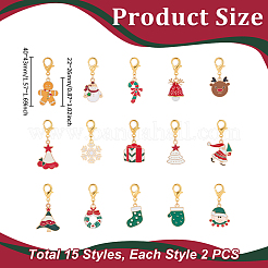 30 pendentif décoratif en alliage émaillé de 15 styles&nbsp;HJEW-UN00110