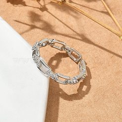 長方形の透明キュービックジルコニア指輪  女性のための真鍮のアクセサリー  長持ちメッキ  ラックめっき  プラチナ  3.5mm  内径：17.5mm&nbsp;RJEW-G337-13P