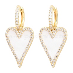 Valentinstag-Herzohrringe aus Messing mit Mikropavé und klaren Zirkonia&nbsp;EJEW-Z164-10G-03