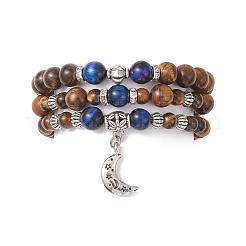 Регулируемые эластичные браслеты из натурального тигрового глаза&nbsp;BJEW-JB13030