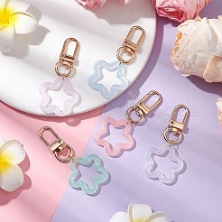10個5色の透明な光るアクリルスターペンダント装飾  バッグ飾り用の回転留め具チャーム  ミックスカラー  63mm  2個/カラー&nbsp;HJEW-JM02351