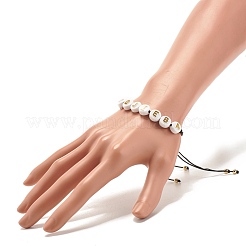 Акриловый плоский круглый браслет из плетеных бусин с буквами для женщин&nbsp;BJEW-JB07571-02