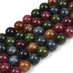 Бусины из натурального зеленого нефрита с имитацией турмалина&nbsp;G-B046-08D-12mm