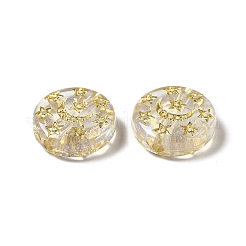 メッキアクリルビーズ  ゴールドライン入り  スター＆ムーンとフラットラウンド  ゴールド  5x12.5mm  穴：1.5mm&nbsp;MACR-J123-41