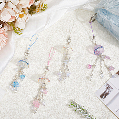 4 шт. 4-х цветные акриловые ремешки для мобильных телефонов&nbsp;AJEW-HY0002-10