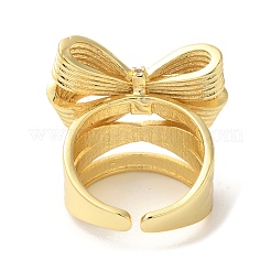 Открытые манжеты с бантом из латуни микро паве с прозрачным фианитом RJEW-U008-01A-G