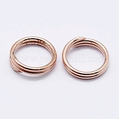 スターリングシルバーのスプリット丸カン 925 個  ダブルループ丸カン  丸い輪  ローズゴールド  8x2mm  内径：6mm&nbsp;STER-F036-01RG-1x8mm